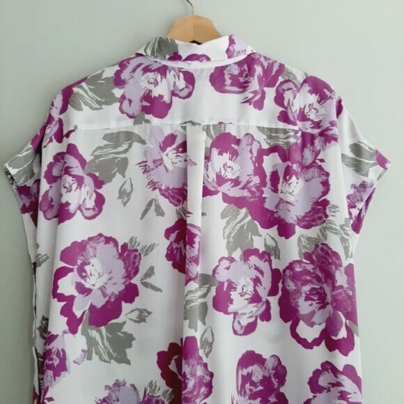 BANANA REPUBLIC | Hi-Low Hem Button Down Light Shirt Top Floral Sz S - Picture 8 of 11